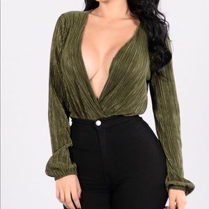 Fashion nova olive plunging bodysuit